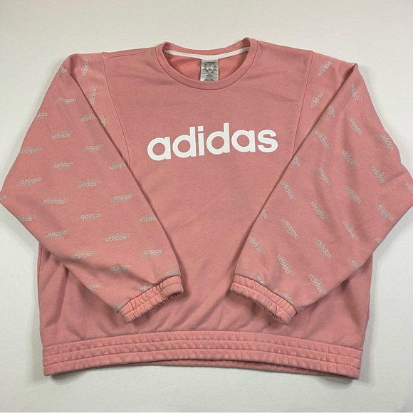 adidas Tops - Adidas Sweatshirt Women’s Large Pastel Coral Athletic Crewneck Cropped Pullover